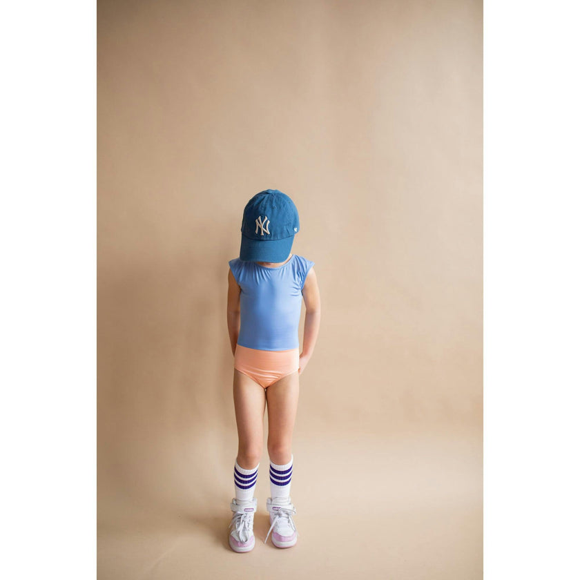 The Upper West High Neck 2-Tone One-Piece Swimsuit, Salmon Sky
