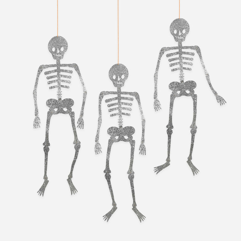 Giant Glitter Jointed Skeleton Decorations