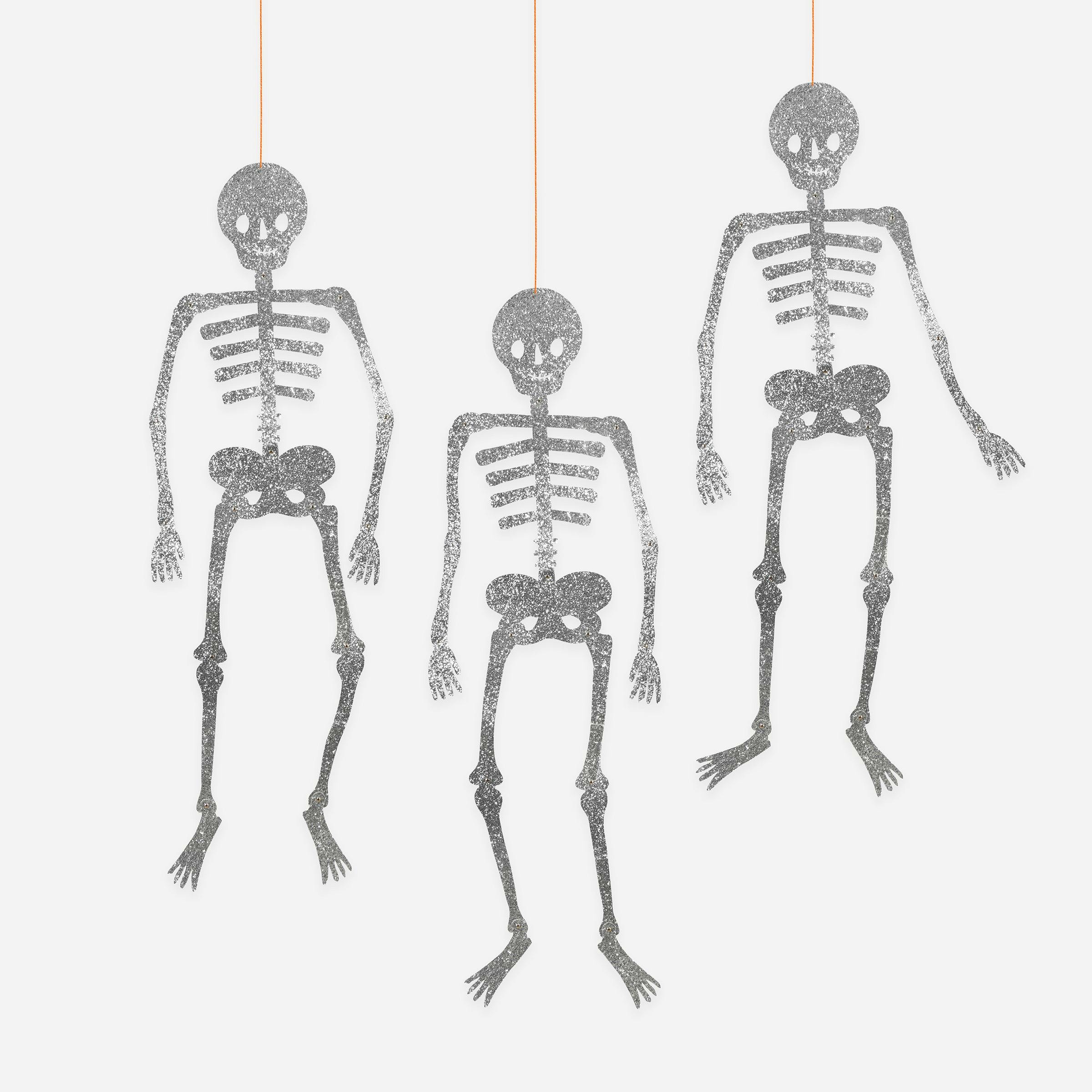 Giant Glitter Jointed Skeleton Decorations