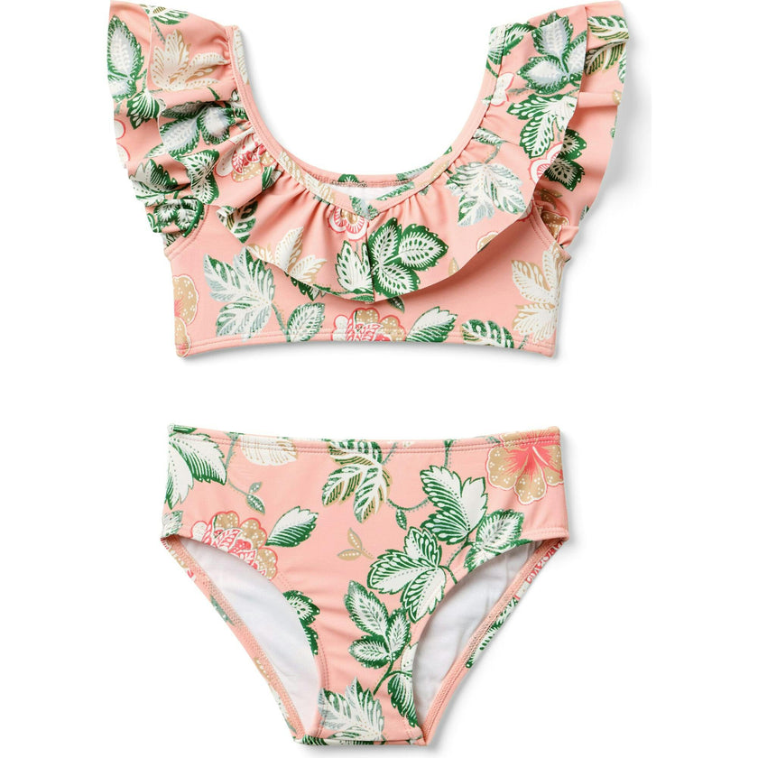 Recycled Floral Ruffle 2-Piece Swimsuit, Pink