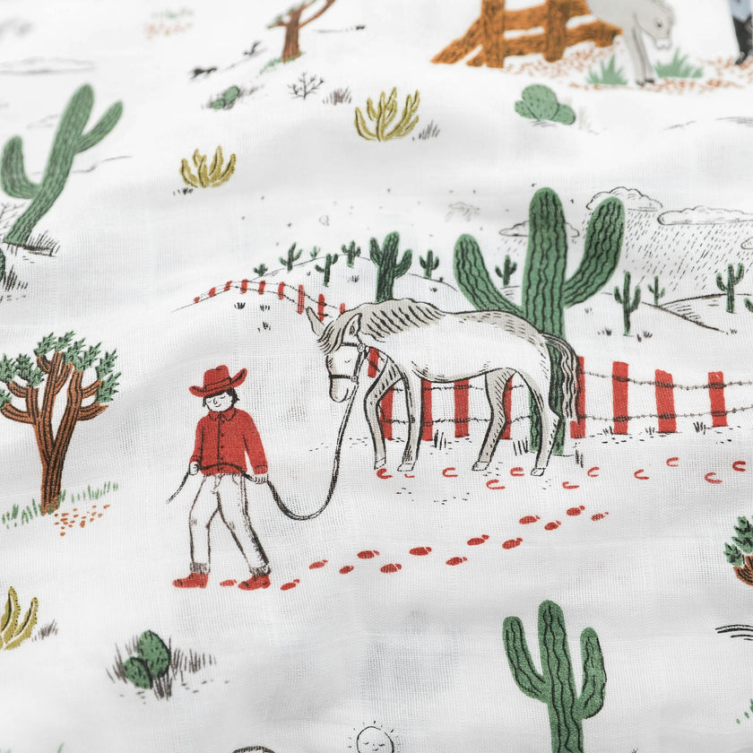 Cotton Muslin Pillowcase 2 Pack - Cowpoke
