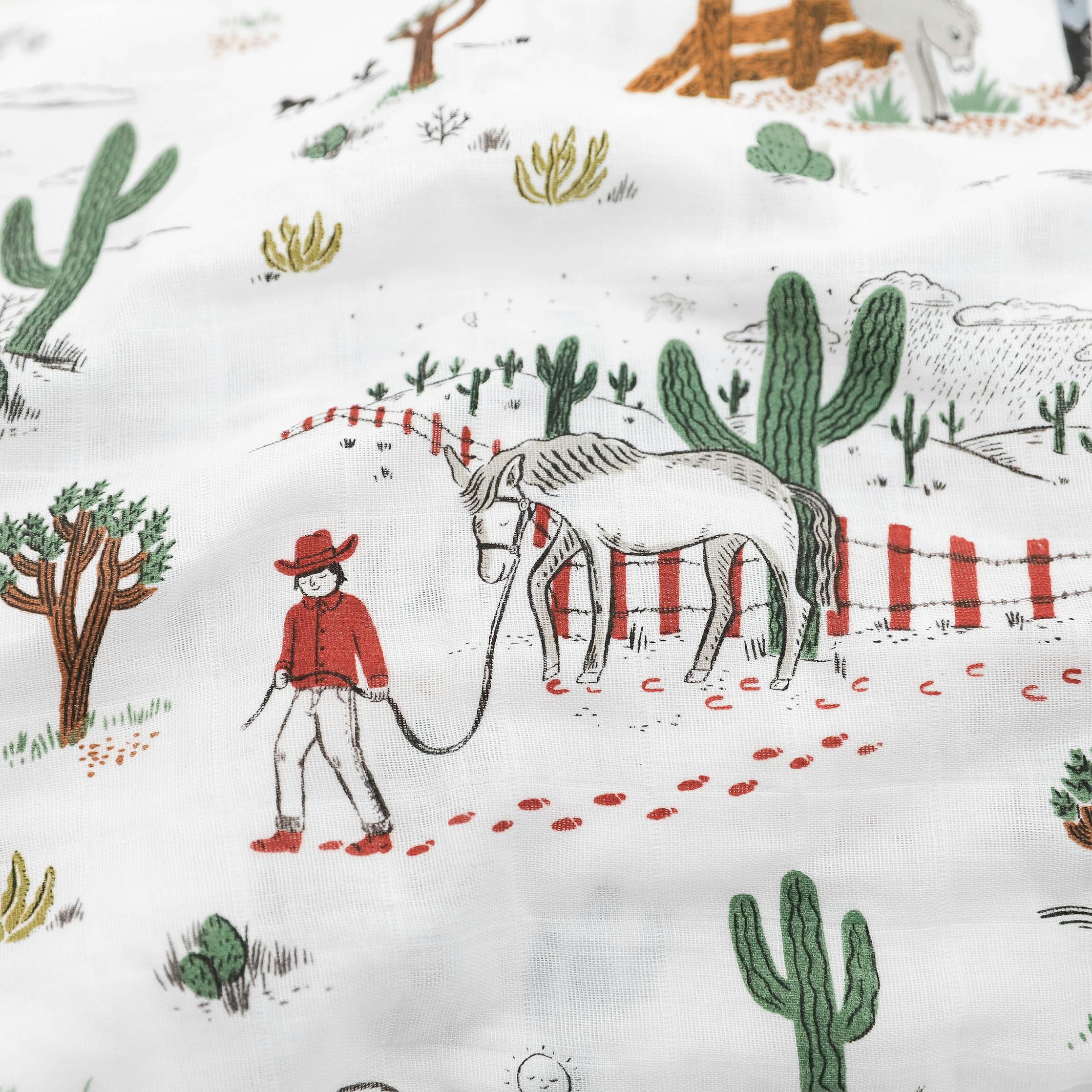 Cotton Muslin Pillowcase 2 Pack - Cowpoke