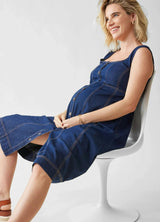 Sleeveless Chambray Maternity and Nursing Midi Dress