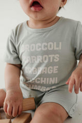 Baby Boy Short Sleeve Tee Romper in Broccoli Carrots