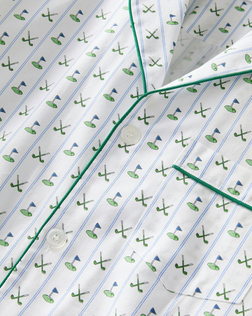 Men's Twill Pajama Set in Fairway Stripe