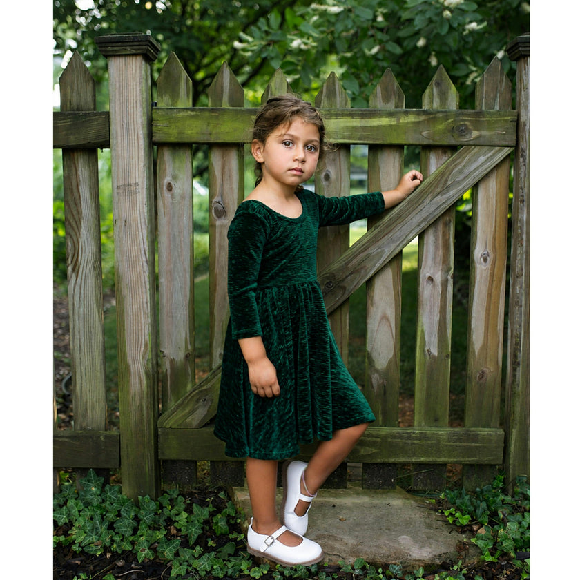 Holiday Twirly Dress in Emerald Bodre