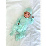 Bamboo Solid Footed Zippered Onesie, Pastel Mint Ice