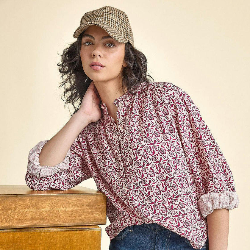 Womens Josephine Top - Burgundy Climbing Floral