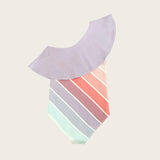 Coral Sea Rainbow One Shoulder Ruffle