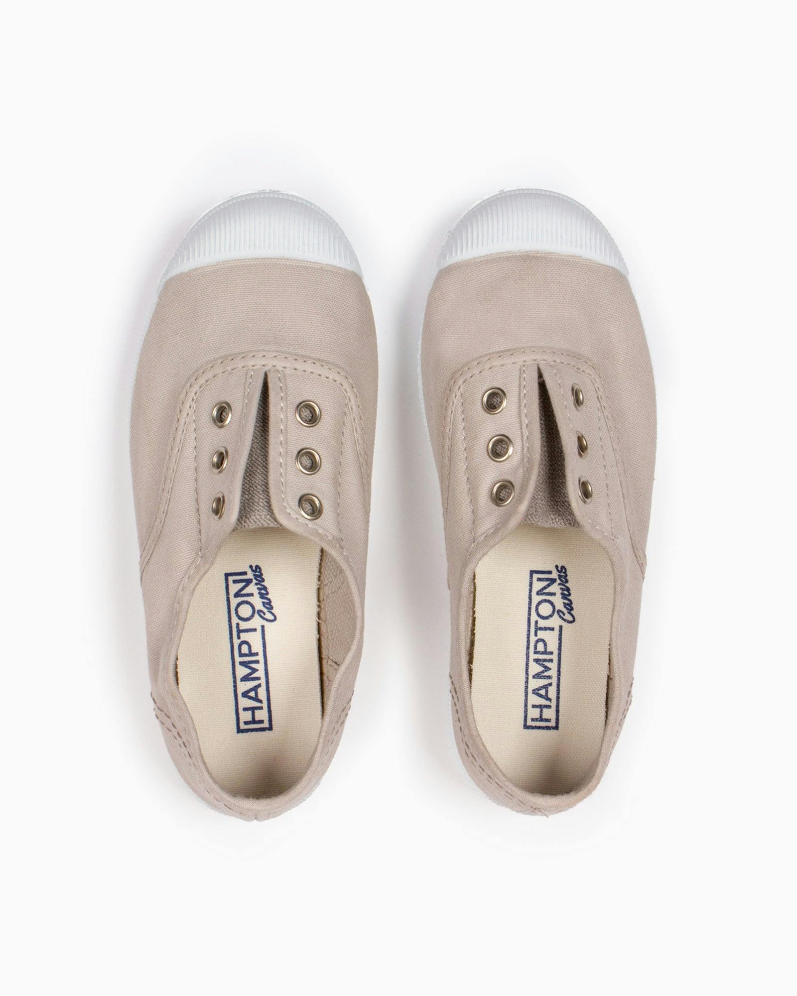 Hampton Canvas Plum Plimsolls in Putty
