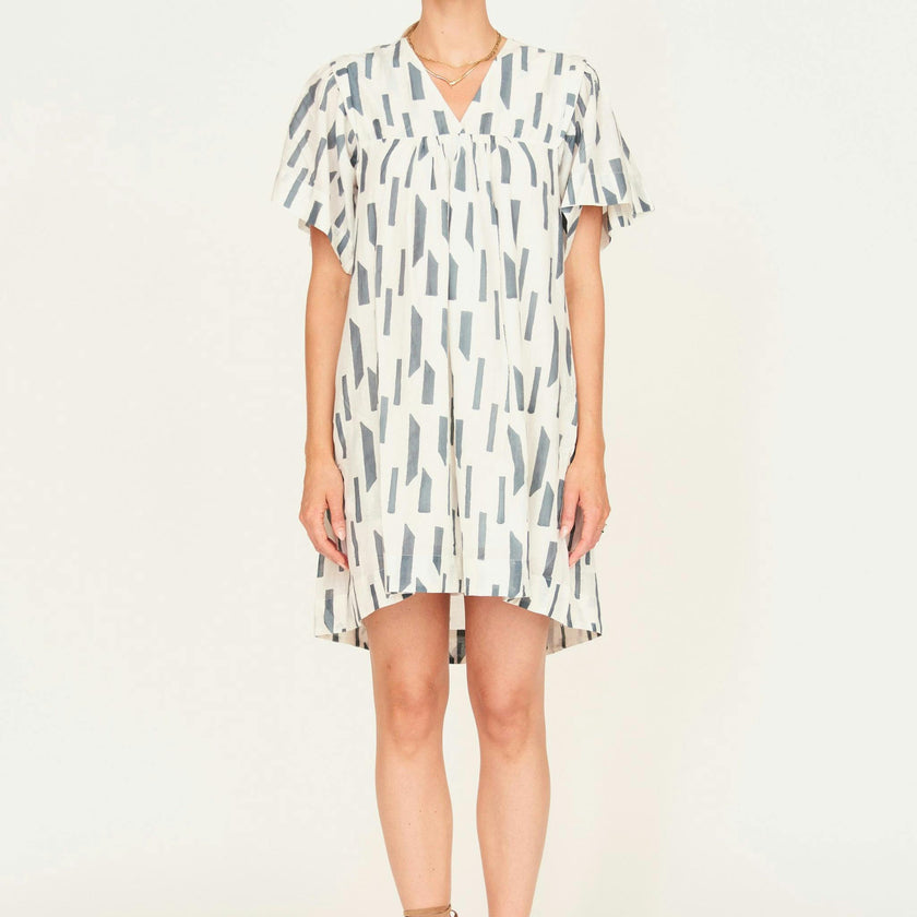 Belem Dress in White Rainfall