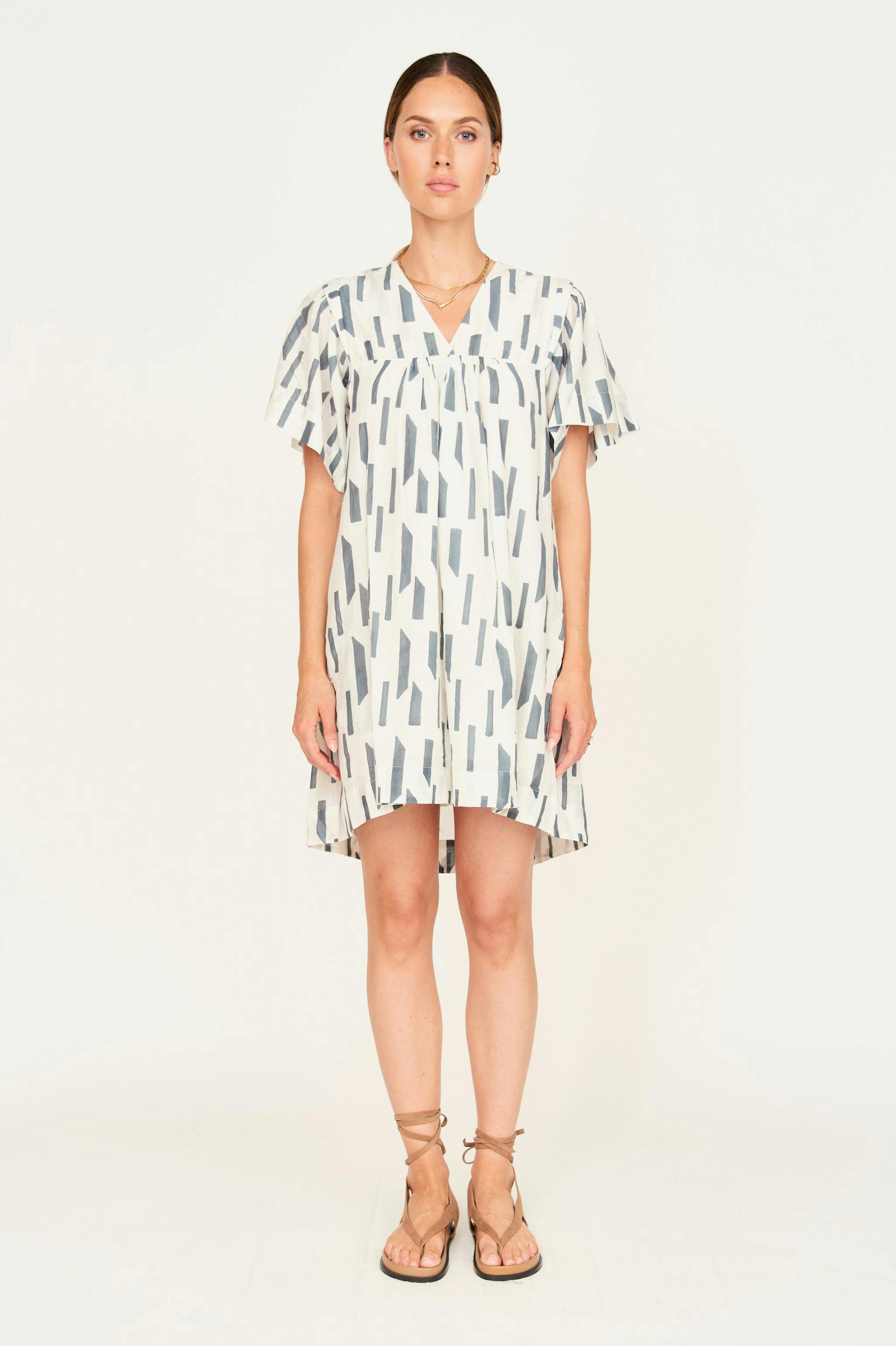 Belem Dress in White Rainfall