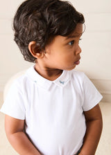 Plane Embroidery Short Sleeve Bodysuit in White (3mths-3yrs)