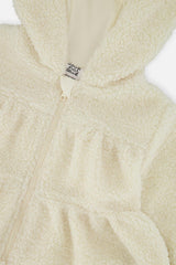 Hooded Zip Sherpa Jacket Off-White