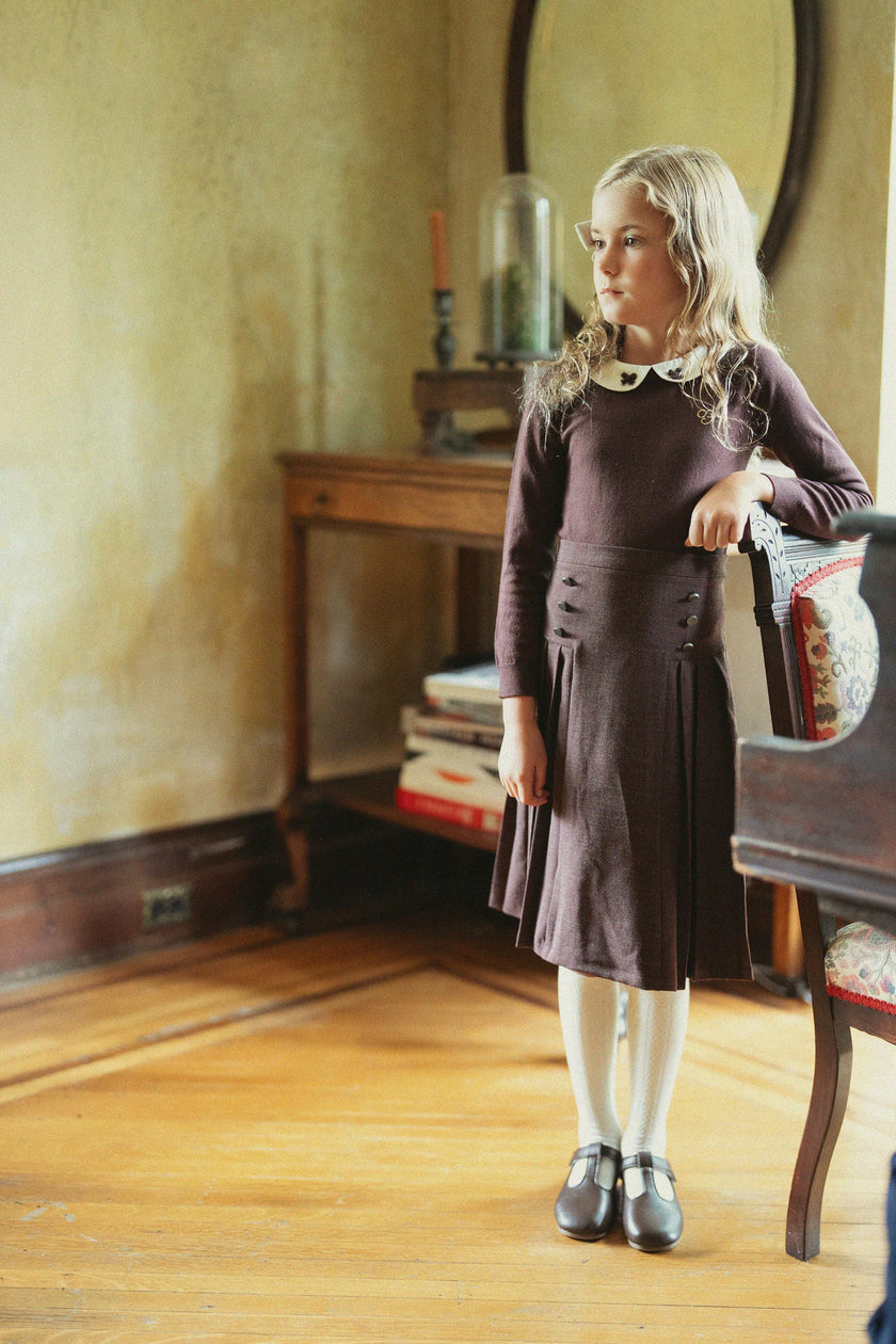 Pleated Button Skirt