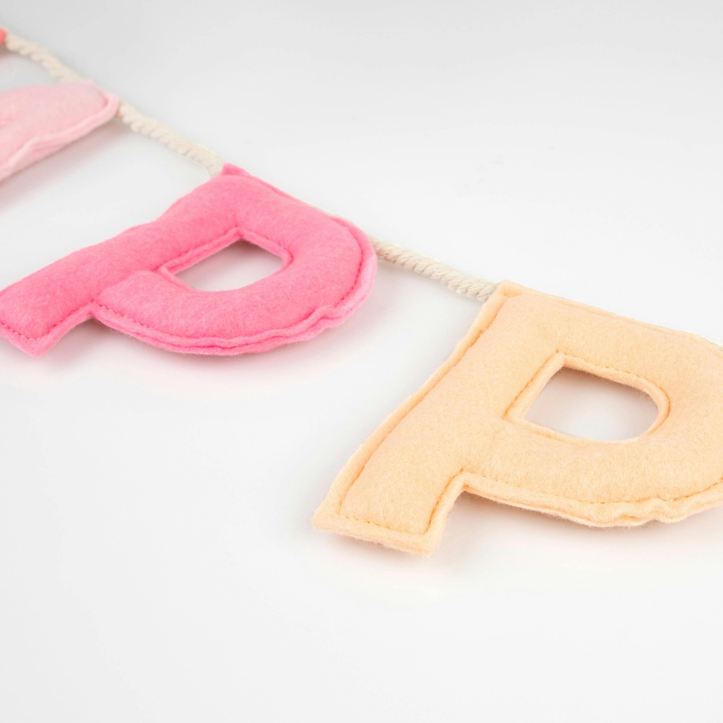 Pink Happy Birthday Felt Garland