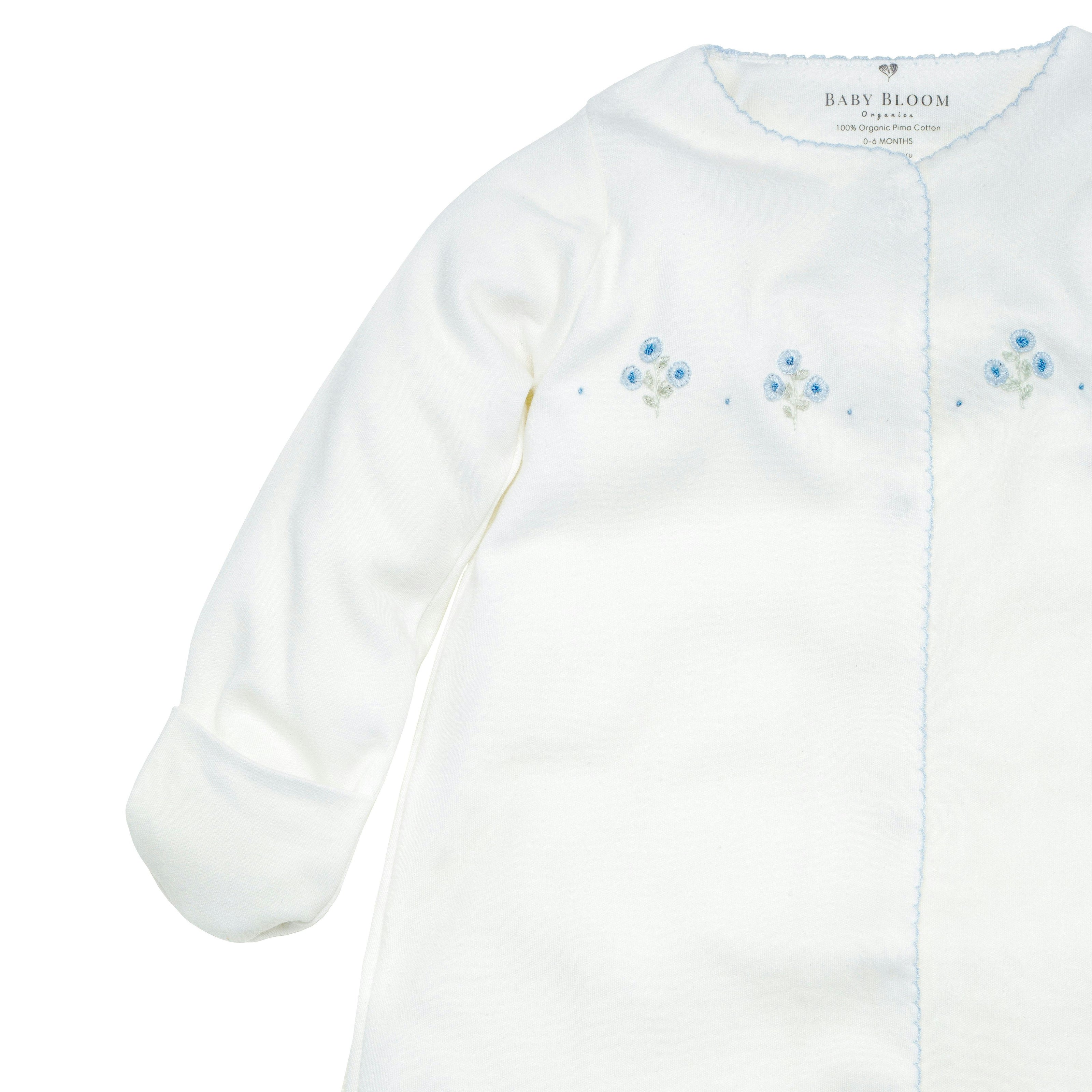 Organic Pima Gown Peonies Blue