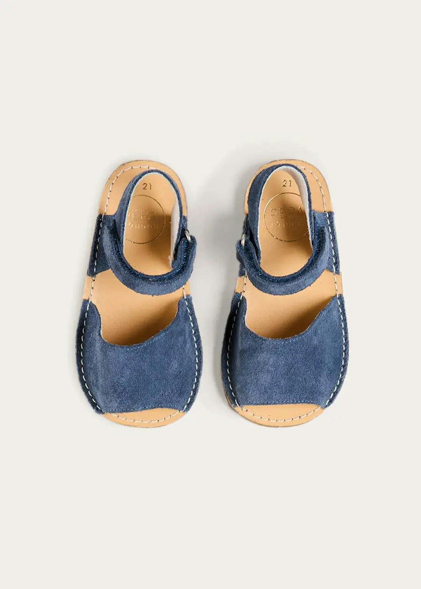Open Toe Suede Sandals in Navy (21-30EU)