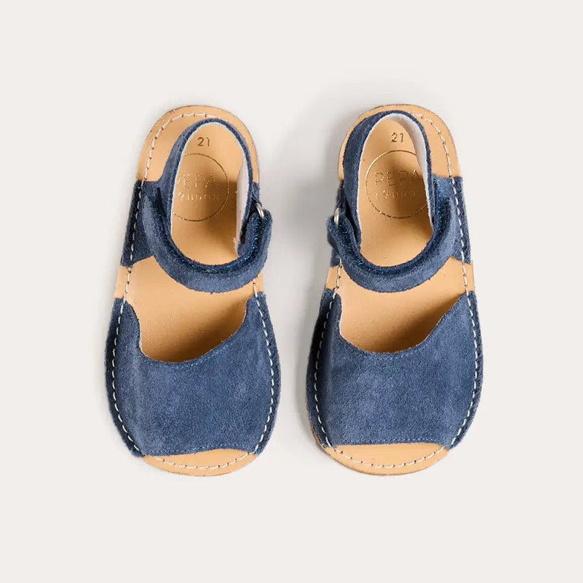 Open Toe Suede Sandals in Navy (21-30EU)