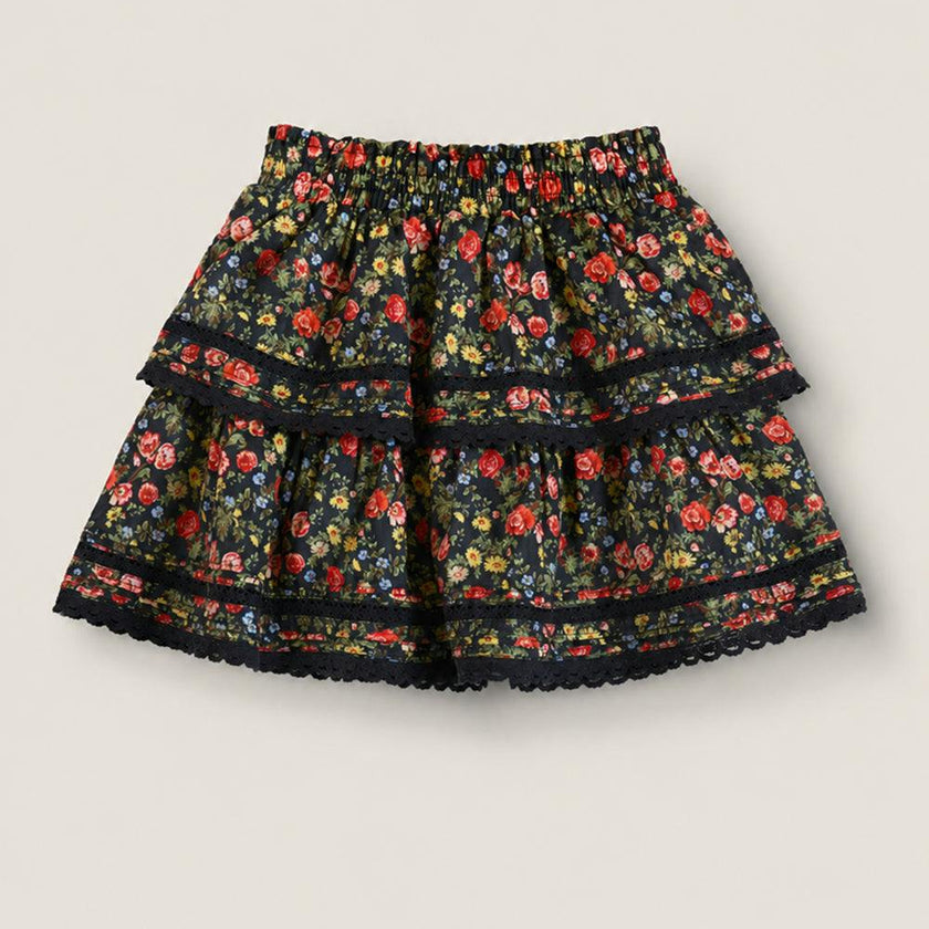Mini Annalise Skirt in Obsidian Vintage Poppies