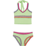 Rainbow Embroidered Tankini, Green