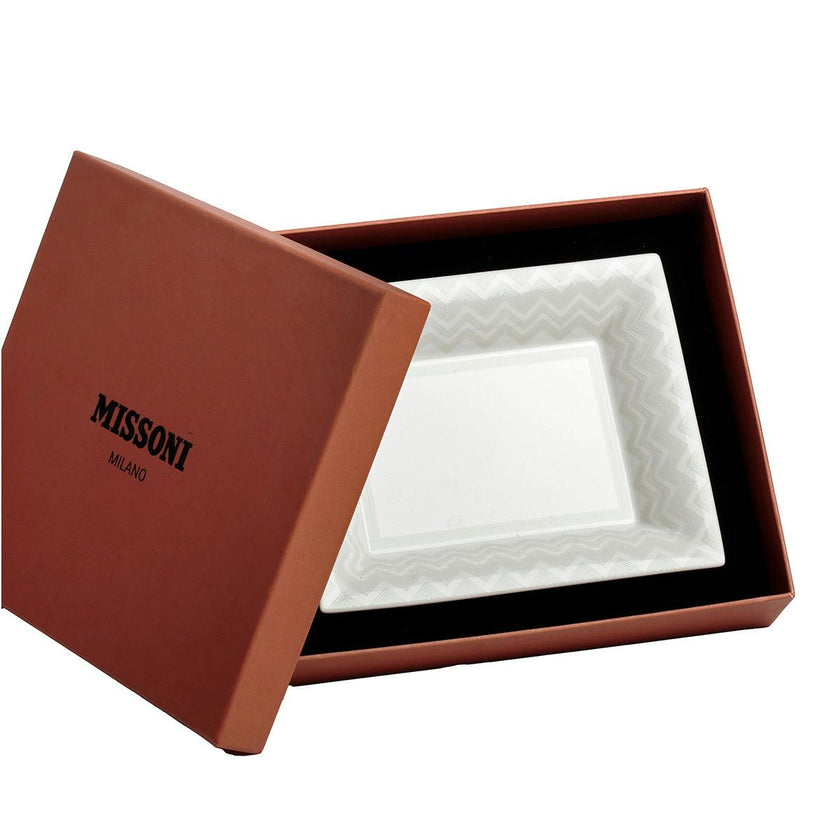 Tray Zig Zag Rectangular Large In Luxury Box White 8.5" X 6.75"