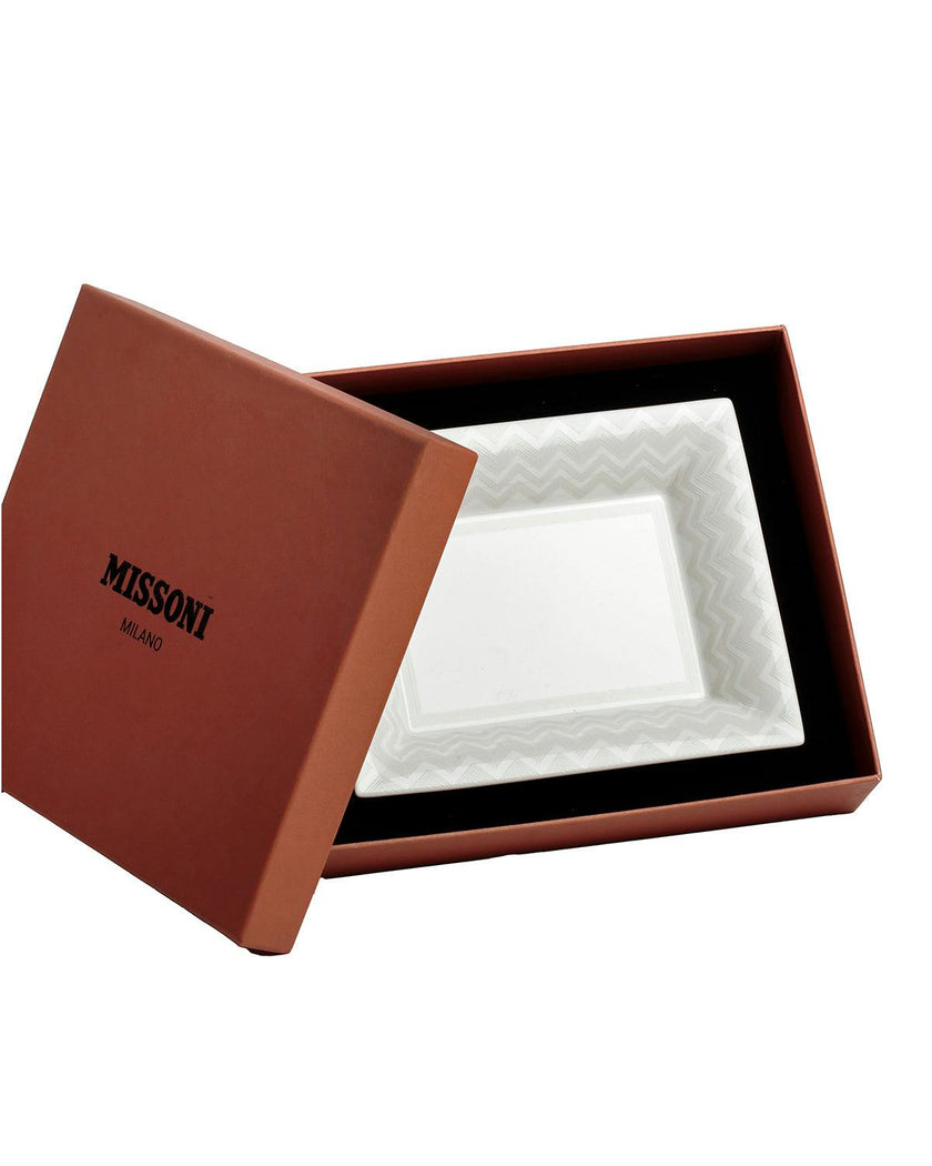 Tray Zig Zag Rectangular Large In Luxury Box White 8.5" X 6.75"