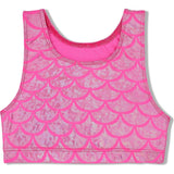 Pink Shimmer Mermaid Sports Bra Crop, Pink