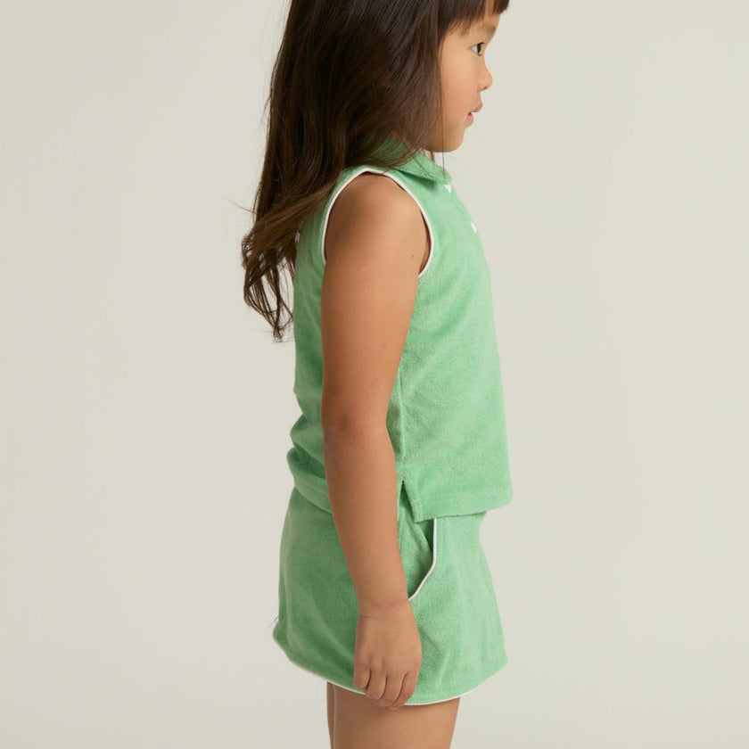 girls gustavia green french terry tennis tank top and skort set