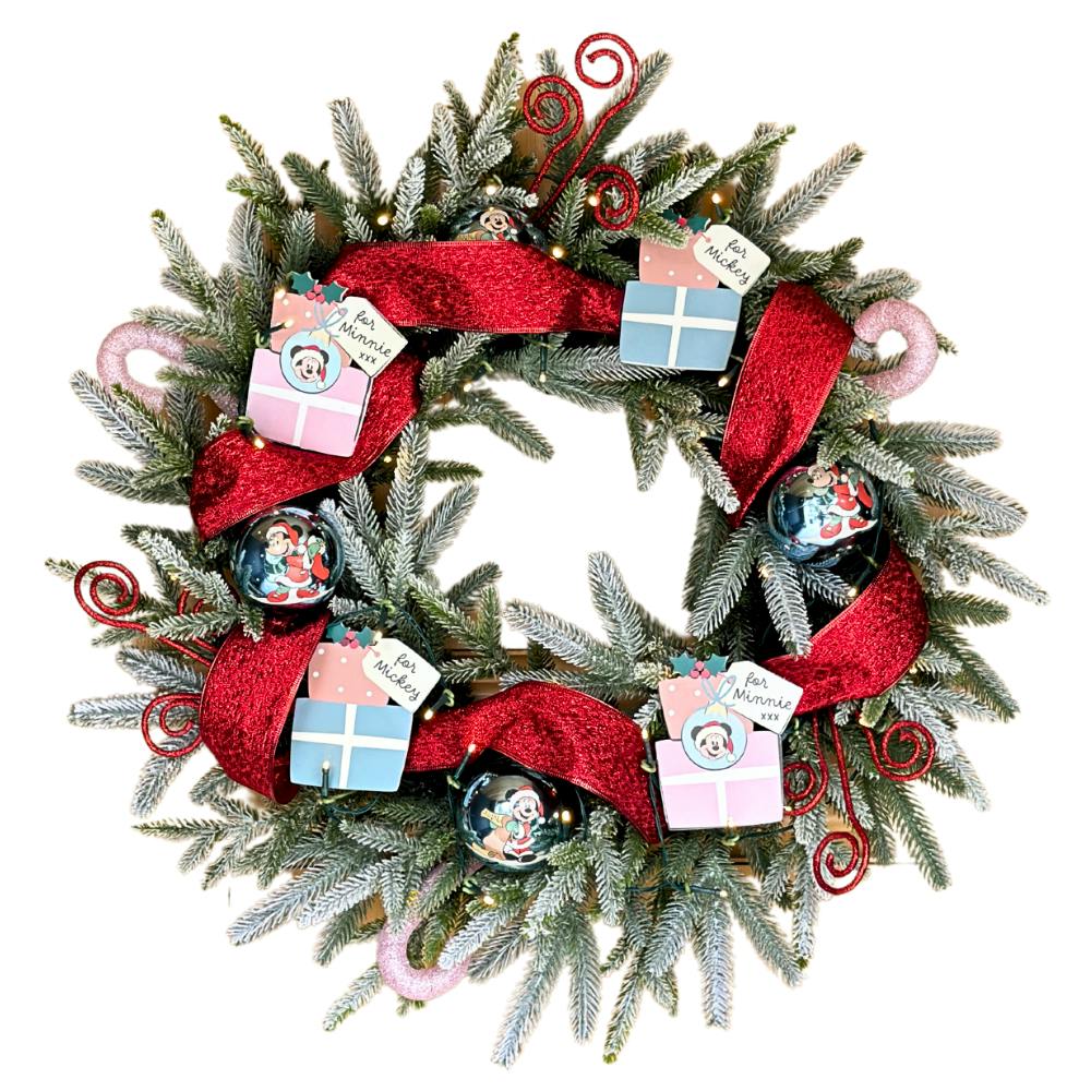 Disney® Mickey Mouse and Minnie Mouse Flocked Christmas Wreath Pre-Lit