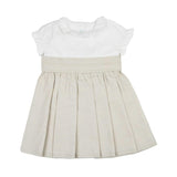 Natural Linen Dress - Pleated Sash Waist