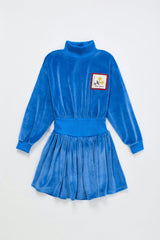 POSTCARD VELVET DRESS BLUE