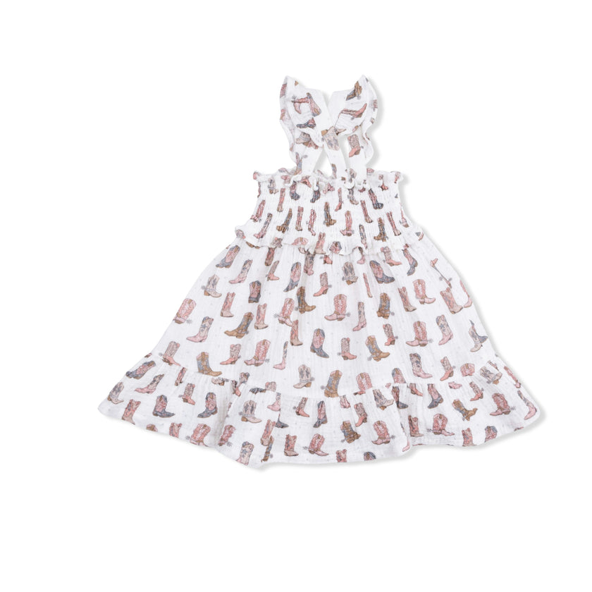 Cowgirl Boots - Smocked Ruffle Sundress & Bloomer