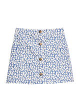 Emily Skirt - French Blue Floral Corduroy