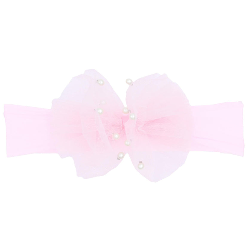 Multicolored Tulle Pearl Ribbon Headband