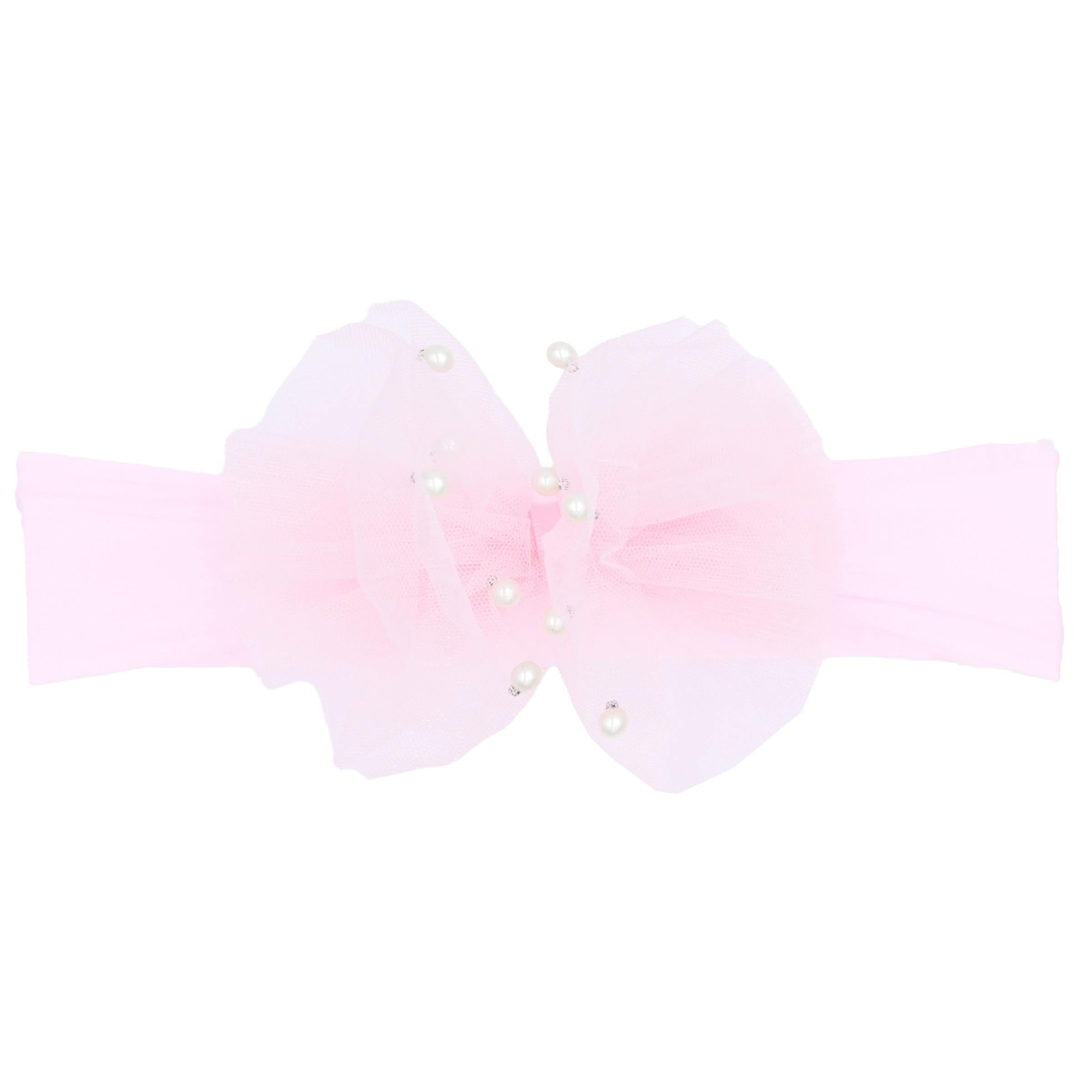 Multicolored Tulle Pearl Ribbon Headband