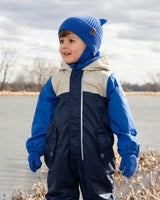 Baby Knit Mittens With Cord Royal Blue