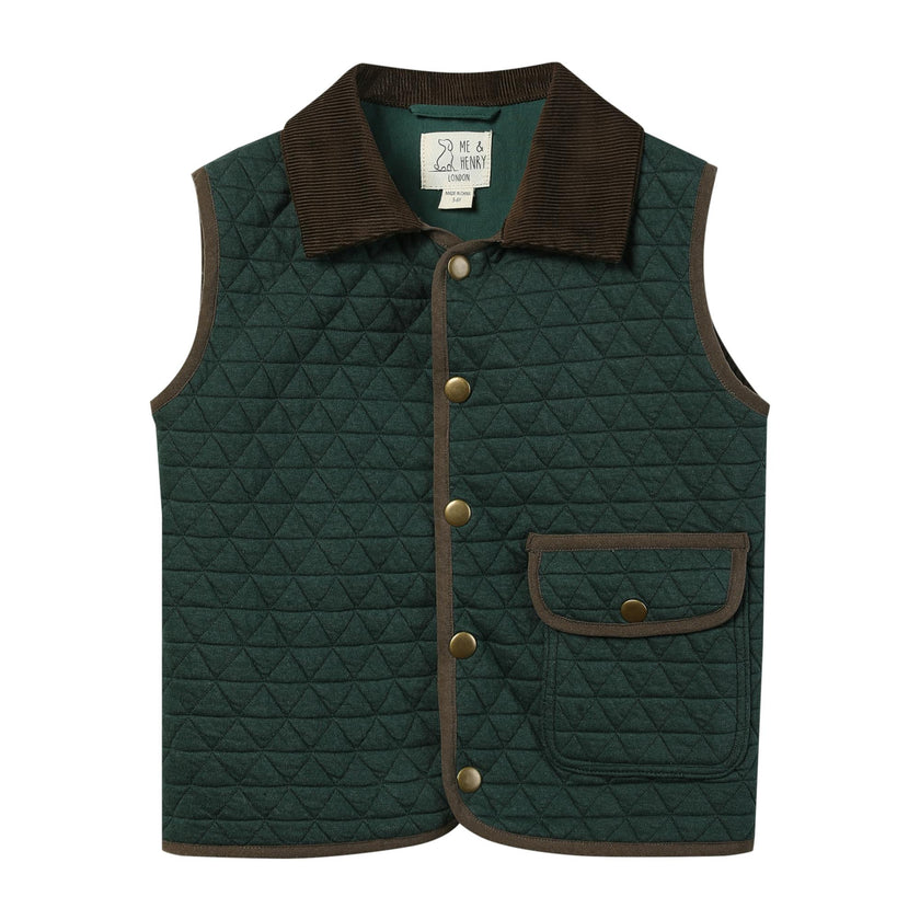 FISHER green padded vest with cord trim