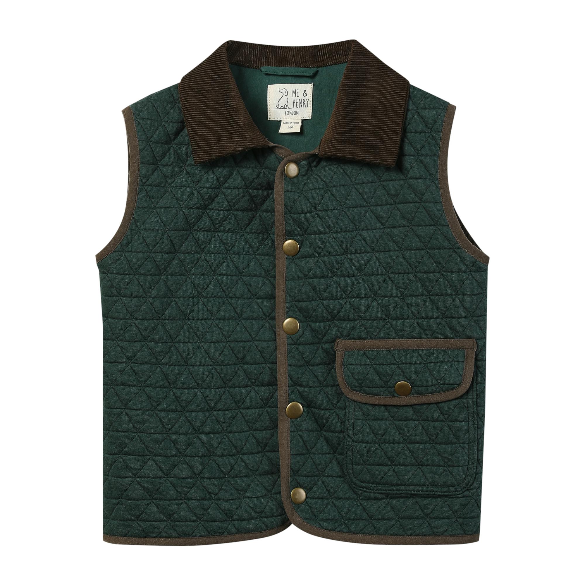 FISHER green padded vest with cord trim
