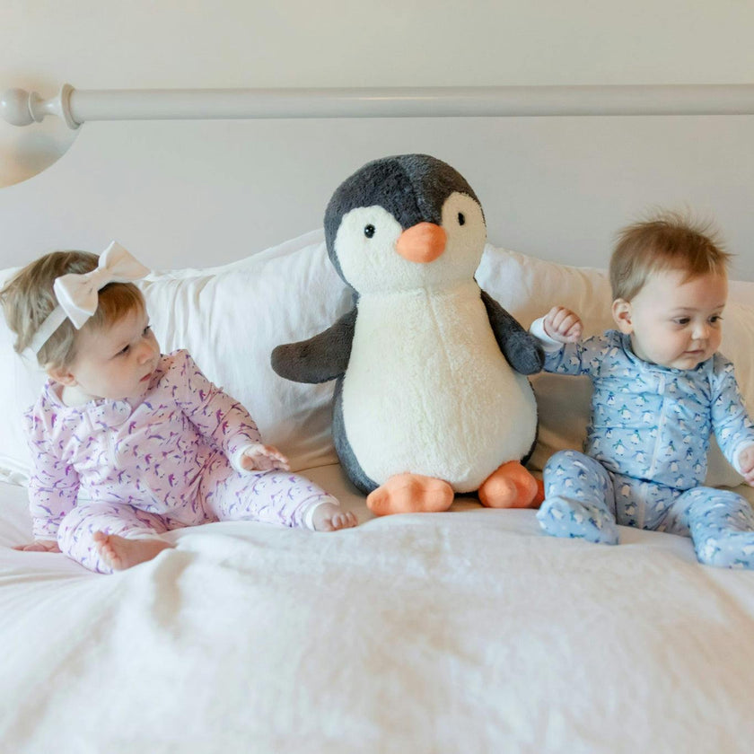 Parker Boys' Zipper Pajama - Penguin Party Blue