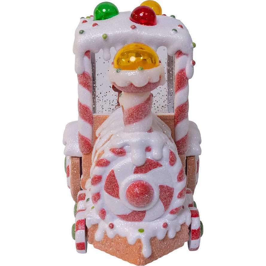 7.5-Inch Battery Operated USB LED Lighted Santa Train Lantern with Spinning Glitter Water.