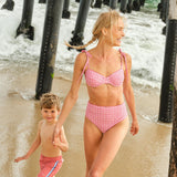 women's poppy gingham high waist bikini bottom