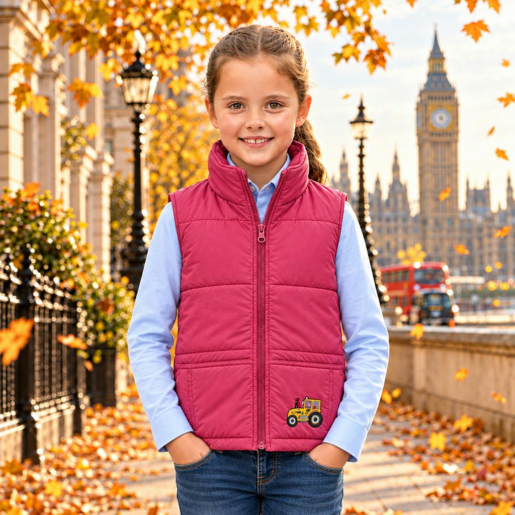 Richmond Embroidered Girl's Vest - Pink