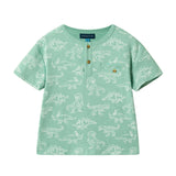 Boys Printed Henley Set | Green Dino