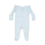 Tiny Cherry Stripe - 2 Way Ruffle Sleeve Zipper Footie