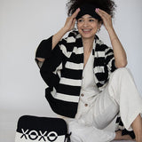 Xoxo Reversible Stripes Blanket Travel Set