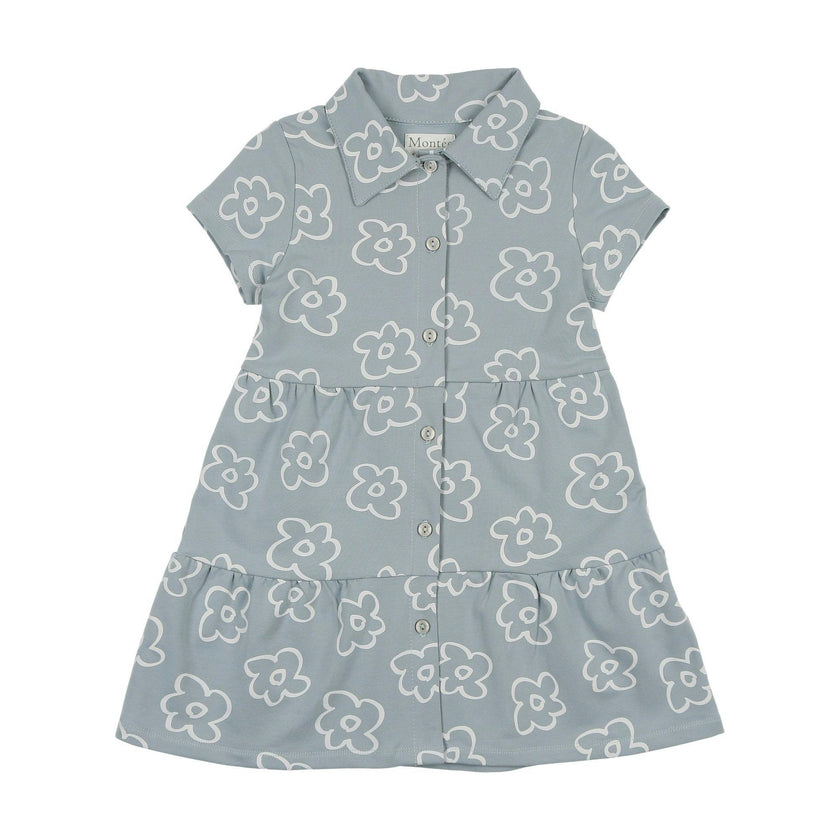 Tiered Flower Short Sleeve Dress