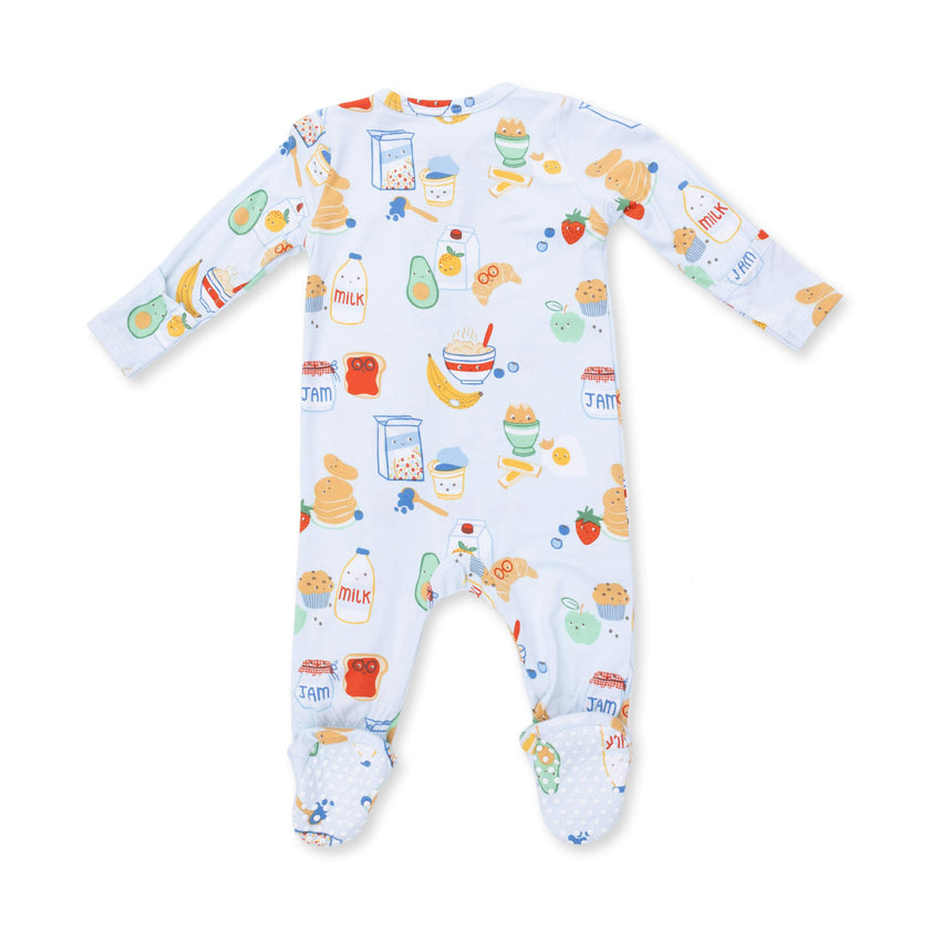 Breakfast Club Blue - 2 Way Zipper Footie