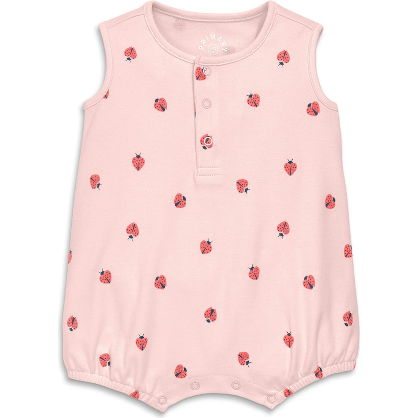 Baby organic henley tank shortie in baby bugs