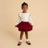 Ivory Pacci Ribbed Ruffled Top
